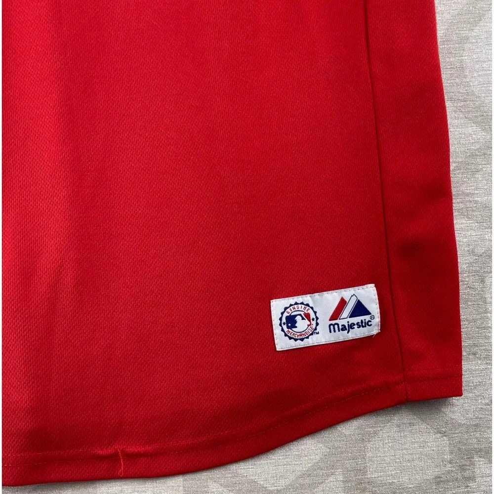 Majestic Red Sox‎ Youth L Red Dustin Pedroia 15 Baseball Jersey Polyester Henley